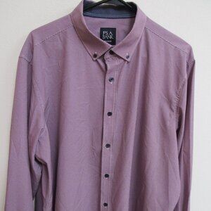 Jos A Bank Traveler Tailored Fit Red Check Long Sleeve Flip Cuff Shirt XL